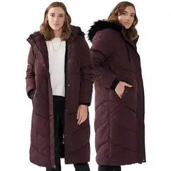 OneDayOnly Ladies winter full length puffer jacket with faux fur hood & soft furry lining offer