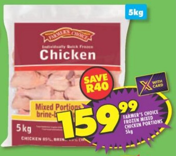 Farmer's Choice Frozen Mixed Chicken Portions 5kg offer at Shoprite