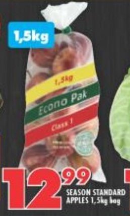 Shoprite Season Standard Apples 1,5kg bag offer
