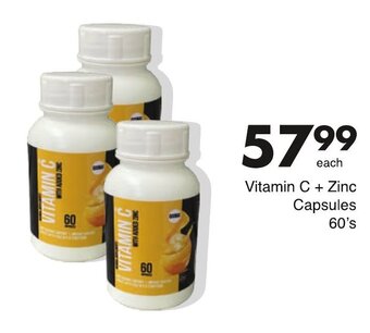 Save Vitamin C +Zinc Capsules 60's offer