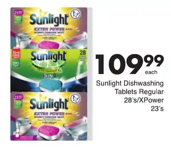 Save Sunlight Dishwashing Tablets Regular 28's / Extra Power 23's offer