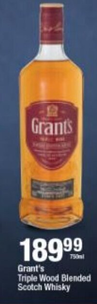 Grant's Triple Wood Blended Scotch Whisky 750ml