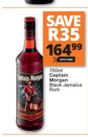 Checkers Liquor Shop Captain Morgan Black Jamaica Rum 750ml offer