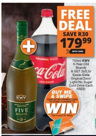 Checkers Liquor Shop KWV 5-year-old Brandy 750ml offer