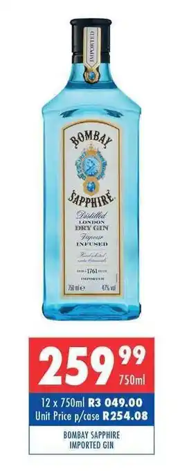 Ultra Liquors Bombay Sapphire Imported Gin 750ml offer