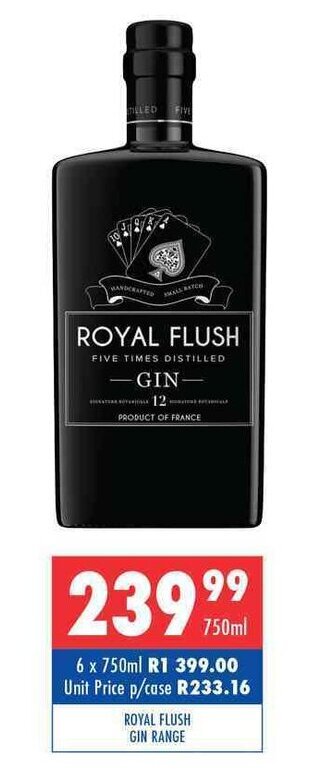 Royal Flush Gin Range 750ml offer at Ultra Liquors