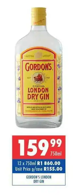 Ultra Liquors Gordon's London Dry Gin 750ml offer
