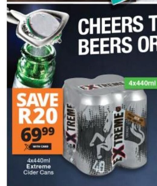 Extreme Cider Cans 4x440ml offer at Checkers Liquor Shop