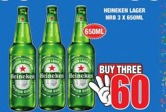 Boxer Liquors Heineken Lager NRB 3 x 650mL offer