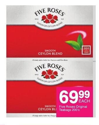 Save Five Roses Original Teabags 200's offer