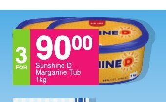 Save Sunshine D Margarine Tub 1kg offer