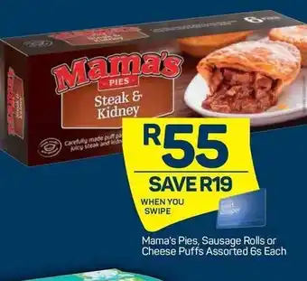 Pick n Pay Mama's Pies, Sausage Rolls or Cheese Puffs Assorted 6s Each offer