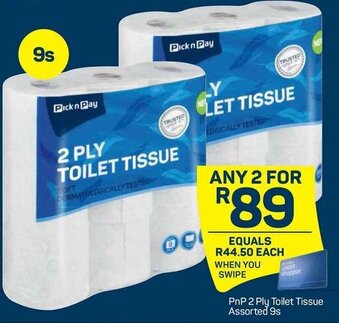 Pick n Pay PnP 2 Ply Toilet Tissue 9s offer