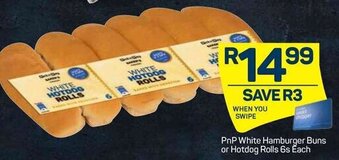 Pick n Pay PnP White Hamburger Buns Or Hotdog Rolls 6s offer