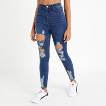 Sportscene Redbat women's dark wash regular rise skinny jeans offer