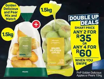 Pick n Pay PnP Golden Delicious Apples or Pears 1.5Kg offer