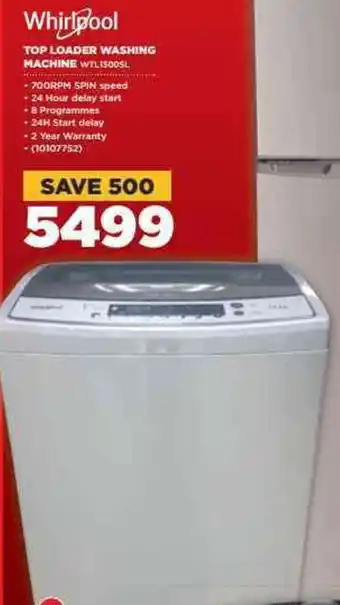 HiFi Corp Whirlpool Top Loader Washing Machine WTL1500SL offer