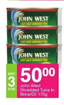 Save John West Shredded Tuna In Brine/ OIl 170g offer