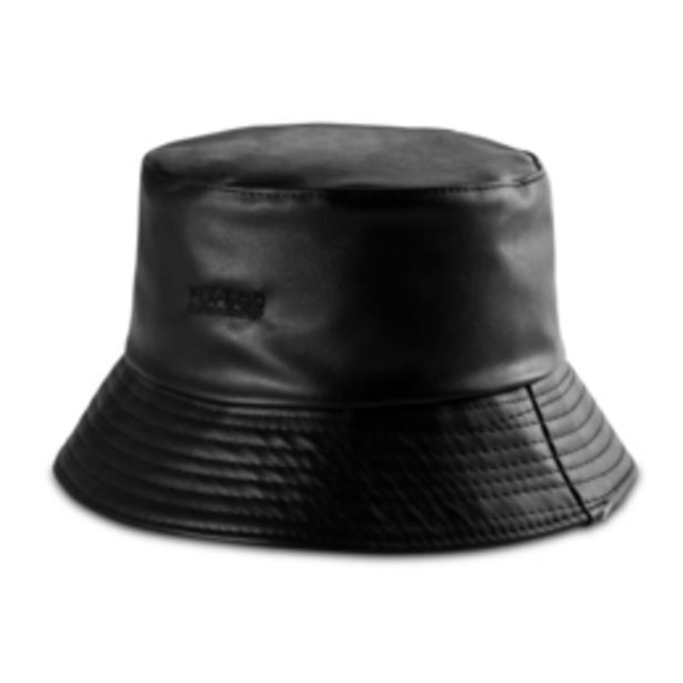 Men's black faux leather bucket hat offer at The FIX