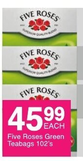 Save Five Roses Green Teabags 102's offer