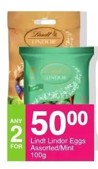 Save Lindt Lindor Eggs Assorted/Mint 100g offer