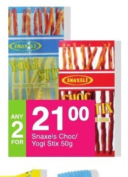 Save Snaxels Choc / Yogi Stix 50g offer