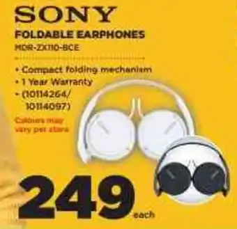 HiFi Corp Sony Foldable Earphones MDR-ZX110-BCE offer