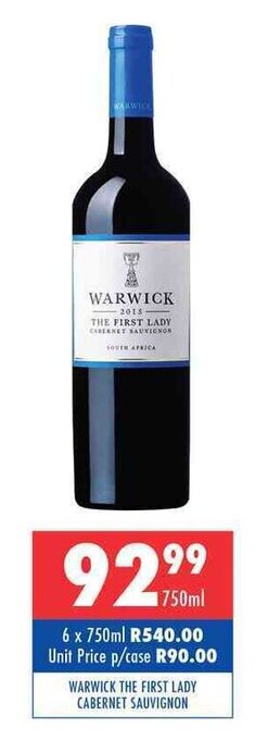 Ultra Liquors Warwick The First Lady Cabernet Sauvignon 750ml offer