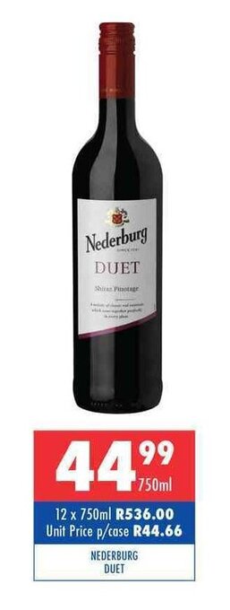Ultra Liquors Nederburg Duet 750ml offer
