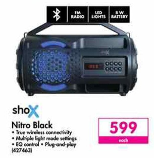 Shox FM Radio Nitro Black offer at Makro