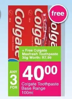 Save Colgate Toothpaste Base Range 100ml offer