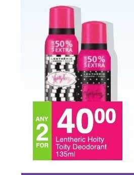 Save Lentheric Hoity Toity Deodorant 135ml offer