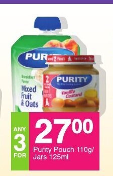 Save Purity Pouch 110g / Jars 125ml offer