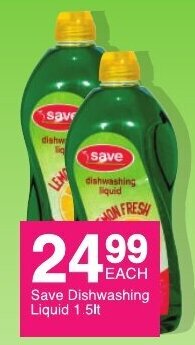 Save Save Dishwashing Liquid 1.5Lt offer