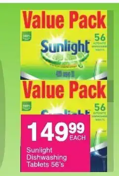 Save Sunlight Dishwashing Tablets 56's offer