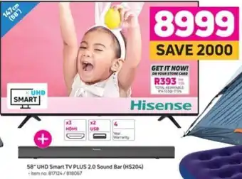 Game 58"UHD Smart TV Plus 2.0 Sound Bar 817124/818067 offer