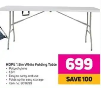 Game HDPE 1.8m White Folding Table offer