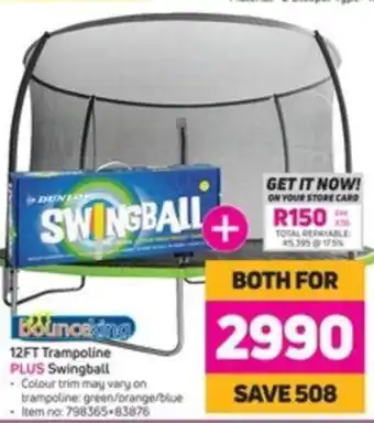 Game BounceKing 12Ft Trampoline Plus Swingball offer