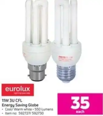 Game Eurolux 11W 3U CFL Energy Saving Globe 592727/592730 offer