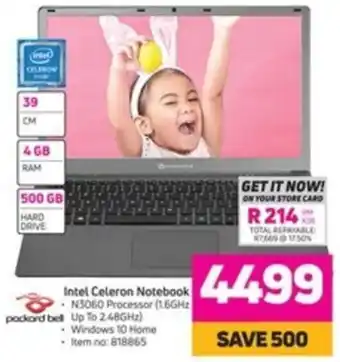 Game Packard Bell Intel Celeron Notebook 818865 offer