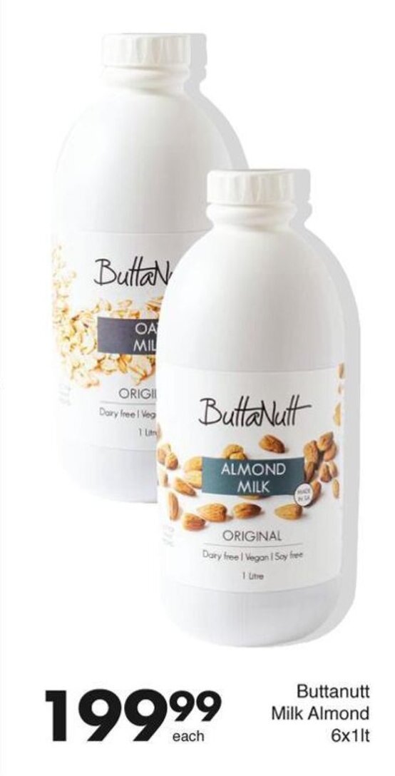 ButtaNutt Almond Milk 6 x 1lt offer at Save Hyper