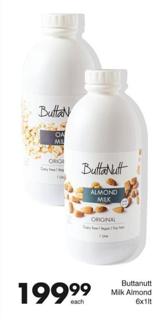 ButtaNutt Almond Milk 6 x 1lt offer at Save Hyper