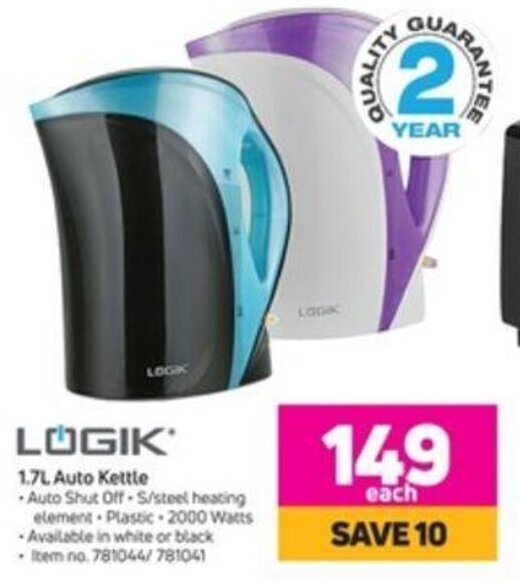 Logik 1.7L Auto Kettle 781044/781041 offer at Game