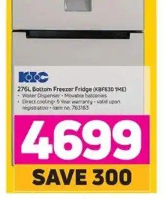 Game 276L Bottom Freezer Fridge 783183 offer
