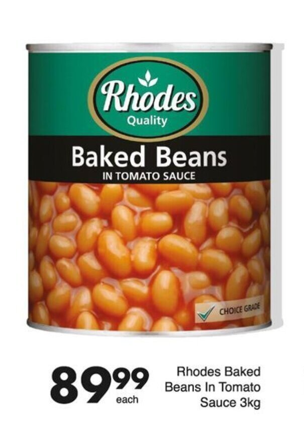 Rhodes Baked Beans in Tomato Sauce 3kg offer at Save Hyper
