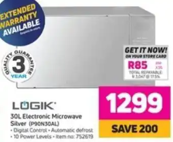 Game Logik 30L Electronic Microwave Silver 752619 offer