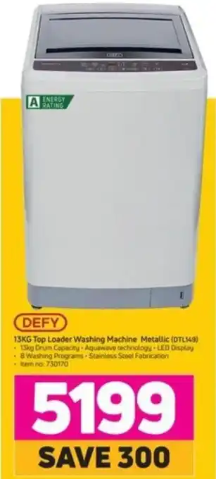 Game Defy 13Kg Top Loader Washing Machine Metalic 730170 offer