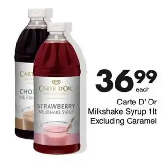 Save Hyper Carte D'Or Strawberry Milkshake Syrup 1lt offer