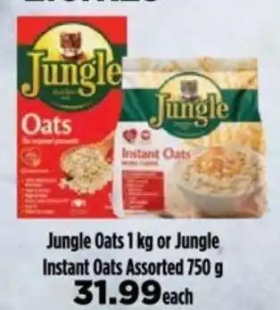 Food Lover's Market Jungle Oats  1kg or Jungle Instant Oats assorted 750g offer