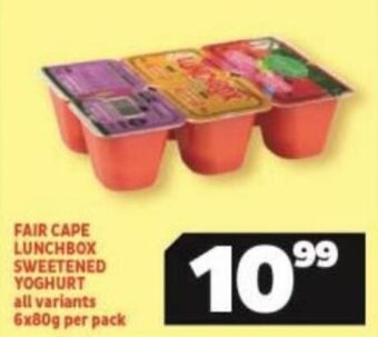 Fair Cape Lunchbox Sweetened Yoghurt all variants 6 x 80g per pack